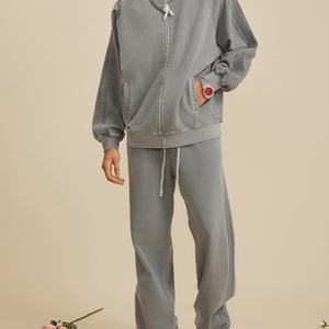 High Quality <b>Zipper</b> up Raglan Sleeve Unisex Jacket Manufacturers for Customs Clothes Heavy Weight Sunfaded Washed Jacket - Product Image 4