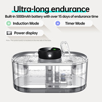 Fontaine à eau pour chat en acier inoxydable PC, pompe silencieuse sans fil, abreuvoir automatique pour animaux de compagnie, charge par induction, bols multi-prises, IPX8 pour chien