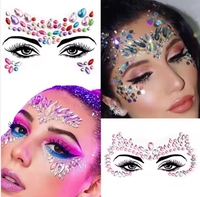 Autocollants de tatouage 3D en strass pour festival paillettes maquillage bijoux autocollant sur cristaux de visage bijoux gemmes diamants décoration