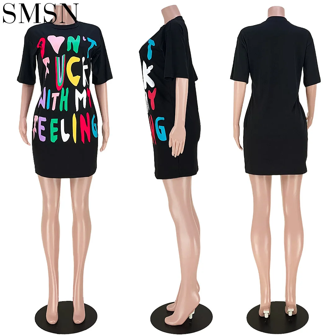 new arrival fashion multicolor monogram T-shirt dress street women girl dress