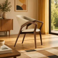 Fauteuil minimaliste en bois massif de frêne, design italien moderne MULIGNA, dossier incurvé, ergonomique, respectueux de l'environnement, chaise de salle à manger pour la maison