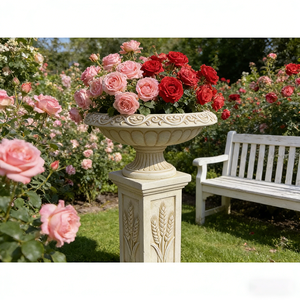 Set di Vasi e Piattaforme Decorative in Resina Artigianale con Motivi di <span class=keywords><strong>Grano</strong></span> Giallo Chiaro e Erba Arricciata, Decorazione per la Casa - Product Image 1