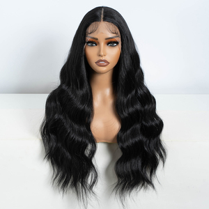 Peluca sin pegamento de cabello sintético resistente al calor con encaje frontal HD suizo pre-arrancado para mujer - Product Image 3
