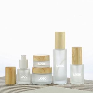 Flacons cosmétiques personnalisés de 100 ml et 120 ml en verre givré blanc, ensembles de flacons de lotion vides et pots de crème de 30 g et 50 g - Product Image 1