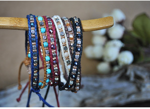 Bohemian Double Braided Beaded <b>Bracelet</b> Adjustable Woven Jewelry Natural <b>Stone</b> Crystal Rhinestone Vintage Unisex Gift - Product Image 4