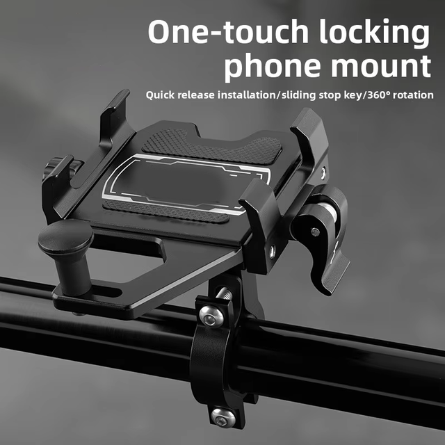 High Strength Durable Lightweight Aluminum Alloy Eco-Friendly Portable Phone Holder 360 Rotatable Adjustable Waterproof for Road