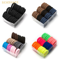 Bandes élastiques pour cheveux, en Nylon, sans couture, couleur bonbon, vente en gros, pour filles, diamètre 4cm 5cm, 30 pièces