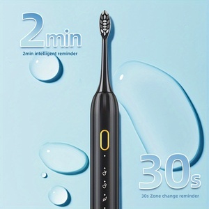 Brosse <span class=keywords><strong>à</strong></span> dents électrique sonique IPX8, rechargeable par USB, avec manche en métal intelligent, pour adultes, avec 5 têtes de rechange - Product Image 2