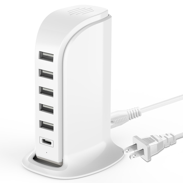 Multi Fast Charger 6 USB Type C Port Charger Desktop Quick Charging Dock Station Home Travel Adapter Wall Socket US UK EU AU