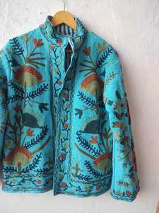 Turquoise TNT Suzani Jacket Animal Pattern Woven Breathable Heart Embroidery Handmade Boho Winter Festival <b>Coat</b> - Product Image 4
