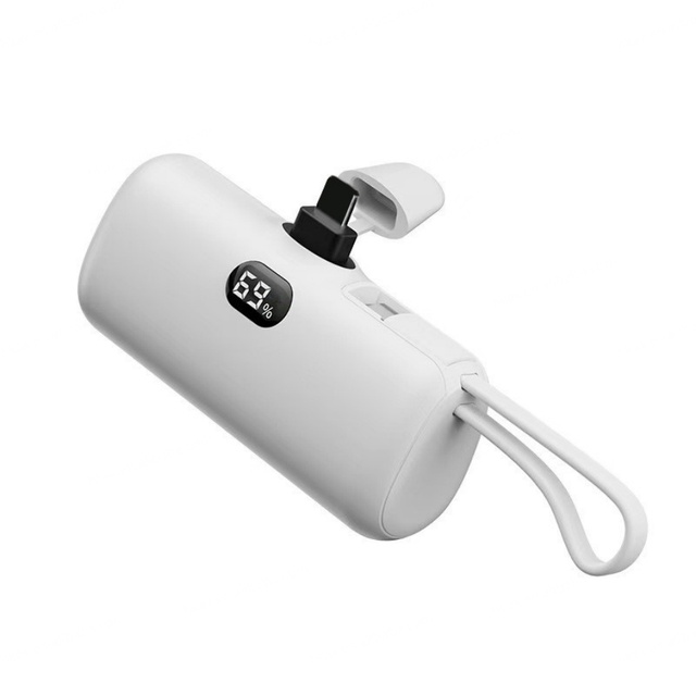 Hot Selling 5000mah High-Capacity Portable Charger with LED Display Fast Charging Built-in Cable Mini Emergency Power Banks