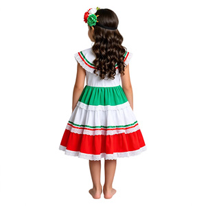 Vestido Tradicional Mexicano para Niña, para <span class=keywords><strong>el</strong></span> Día de Muertos, Cinco de Mayo, con Diadema de Flores - Product Image 4