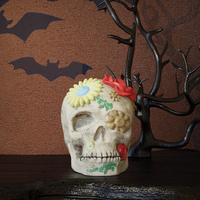 Ornement floral coloré mexicain en résine fait sur mesure pour la Journée des Morts, décoration d'Halloween pour la maison, vente chaude en Chine