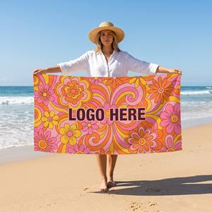 Hot Sale Summer Quick Dry Digital Printed <b>Microfiber</b> Custom Logo Free Design Lightweighted <b>Beach</b> Towe - Product Image 1