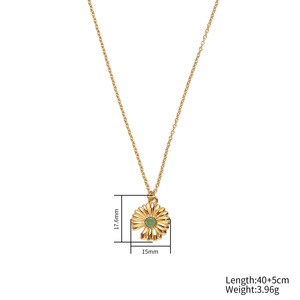 <span class=keywords><strong>Ciondolo</strong></span> MW Flower Stile Retrò a Forma di Girasole con Zirconi, Lusso Discreto in Acciaio Inox Placcato Oro Vero, Stile Palazzo per Donne - Product Image 5