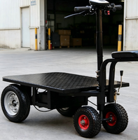 Chariot à plateforme électrique avec guidon pliable, chariot à main portable pour entrepôt, chariot à plateforme électrique à plateau plat pour le transport de marchandises