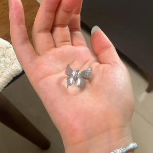 Antique Style Italian Handmade S925 Pure Silver Forged Butterfly <b>Ring</b> Inlay Exquisite Retro Socialite Style Female Brushed <b>Craft</b> - Product Image 4