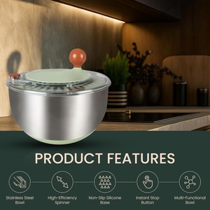 Escurridor de Ensaladas Manual Personalizable de Acero Inoxidable con Asa para Secar Verduras - Product Image 2