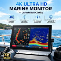Moniteur marin pour détecteur de poissons, 15,6 pouces, 4K, haute luminosité, 1500 nits, liaison optique, anti-reflet, tactile capacitif, étanche IP67
