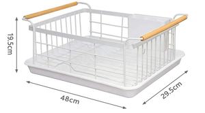 Escurridor de Platos de Una Sola Capa con Mango de Madera, Porta Utensilios, Escurridor de Platos para Encimera de Cocina - Product Image 3