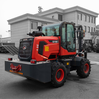 Chariot élévateur tout-terrain diesel 4x4 JINLONG JL-3.5T avec mât à 3 sections, déplaceur latéral et pneus pleins pneumatiques