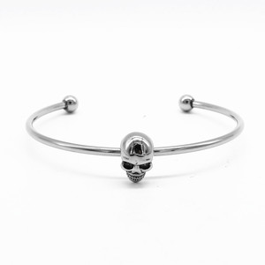 yunnique Stainless Steel Open Skull <b>Bangle</b> Minimalist Jewelry <b>For</b> <b>Men</b> And Women - Product Image 1