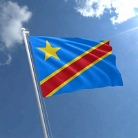 Grand drapeau 100% polyester volant en plein air bon marché, drapeau national, drapeau de pays de la République démocratique du Congo