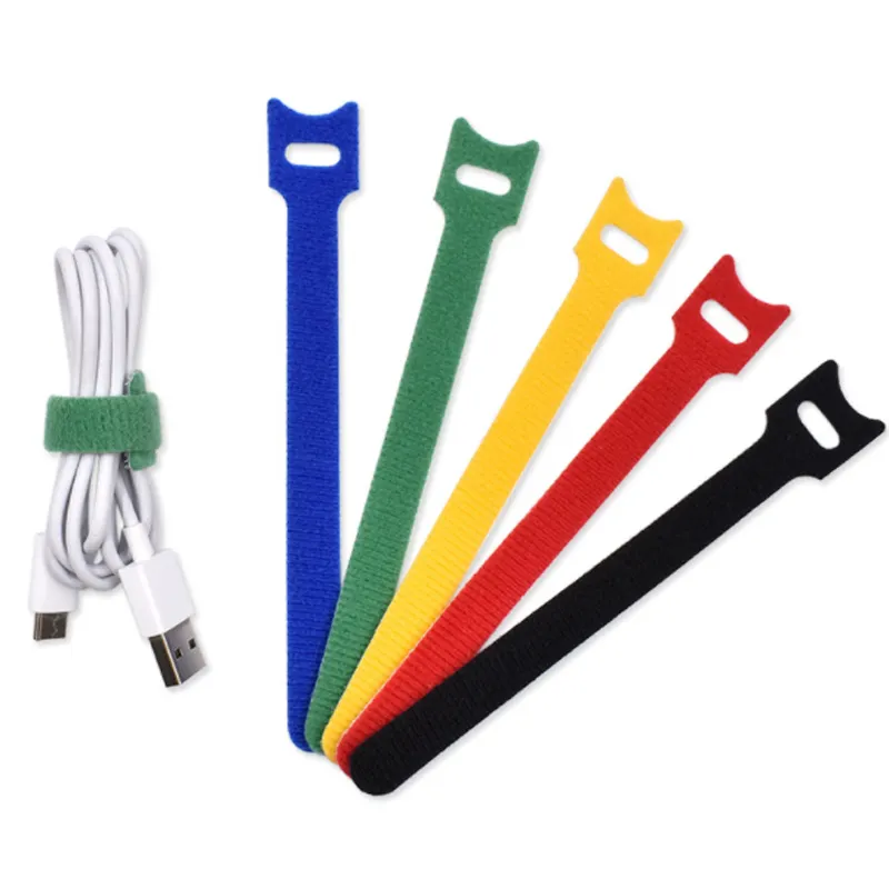 Multicolor Reusable Cable Ties Cable Straps Microfiber Cloth 6-Inch Hook and Loop Cord Ties for Organizing Home Office