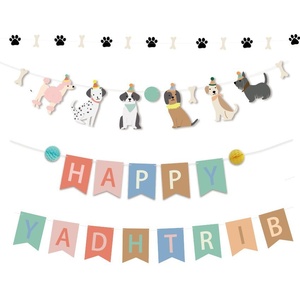 Décoration de fête d'<span class=keywords><strong>anniversaire</strong></span> pour chien transfrontalière : Guirlande de lettres en forme de queue de poisson à suspendre avec ballons et drapeaux pour gâteau - Product Image 4