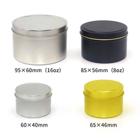 Boîtes en métal rondes noires de luxe personnalisées vides de 2 oz, 4 oz, 8 oz, vente en gros, pots/contenants à bougies en étain doré avec couvercle