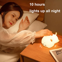 Veilleuse LED en silicone en forme de chat de dessin animé, 7 couleurs changeantes, télécommande, rechargeable par USB, décoration de chambre moyenne pour enfants