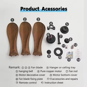 พัดลมเพดานทันสมัยพร้อมใบพัดไม้ ABS 3 ใบ มอเตอร์สีดำ รีโมทคอนโทรล ทำงานเงียบ สำหรับห้องนั่งเล่น ตกแต่งบ้าน - Product Image 6