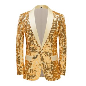 Blazer <span class=keywords><strong>smoking</strong></span> slim fit à paillettes brillantes pour hommes <span class=keywords><strong>veste</strong></span> de costume à un bouton pour dîner bal fête mariage - Product Image 1