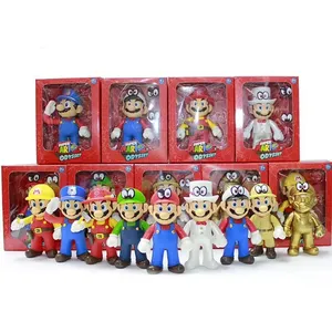 Wholesale Anime merchandise 10 cm with color boxes PVC Plastic gift present for kid figure Mario Bros Super Mario Mario toys