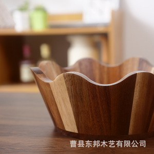 ชามสลัดไม้ งานแฮนด์เมด ดีไซน์มินิมอล สำหรับใช้ในบ้าน วัสดุไม้ไม่เคลือบ - Product Image 1