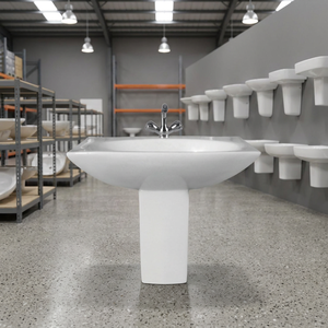 Ensemble de sanitaires en céramique Vinus de couleur blanche, lavabo décoratif à demi-pied, fabriqué en Inde, prix le plus bas - Product Image 5