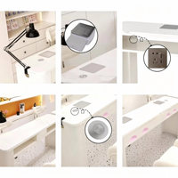 Ensemble table et chaise de salon de manucure de luxe transfrontalier, style crème, avec prise pour aspirateur, table de manucure en marbre très tendance