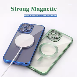 Coque de téléphone transparente en PC pour <span class=keywords><strong>iPhone</strong></span> 16 15 14 <span class=keywords><strong>Pro</strong></span> Max, plaquée électrolytiquement, antichoc et sécurisée avec support MagSafe – Vente en gros - Product Image 3