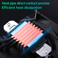 Pendingin CPU MX6V3 manusia salju, Radiator game 90mm dengan 3 kipas pendingin udara 6 tabung 12V LED termal cepat untuk komputer