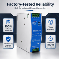 Alimentation électrique DC-DC sur rail DIN LEYU DDR-120D-12 12V 10A 24V 5A 120W avec isolation 4KV pour l'automatisation industrielle et le contrôle PLC