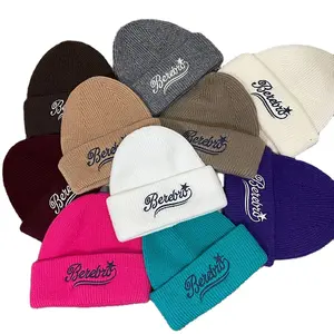 도매 고품질 자수 다채로운 겨울 따뜻한 모직 모자 남여 공용 니트 모자 사용자 정의 로고 스트리트웨어 패션 모자