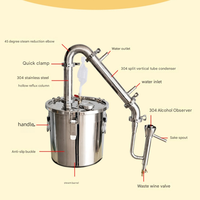 Distillateur d'éthanol à biofuel en acier inoxydable 304 à petite échelle, équipement de production d'alcool de qualité carburant 220V/110V pour la production de vin et de céréales
