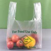 Wegwerp PE T-shirt zakjes voor voedselverpakkingen, handvat op handlengte, boodschappen- & groente/fruitzakjes op rol, groothandel