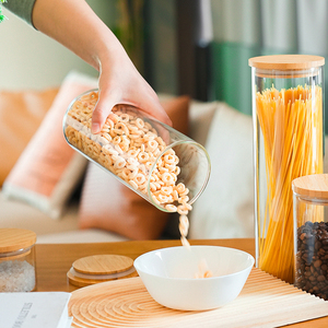 Thủy Tinh Borosilicate Cao Thức Ăn Thực Phẩm Lưu Trữ Canister Tái Sử Dụng Container Jar Bằng Gỗ Tre Bìa Nắp Sinh Thái Thân Thiện - Product Image 4