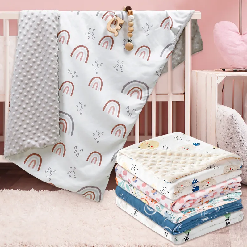 UBEST Super Fleece Warm Dot Minky Caress Newborn Other Blankets For Baby Cozy Flannel Bed Plush Fleece Throw Minky Dot Blanket