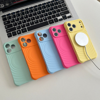 Coque de protection arrière pour iPhone 17 Pro Max 16 15 14 Plus 17 Air, protection de l'appareil photo, motif vague d'eau, silicone liquide magnétique