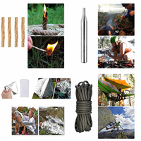 Kit d'outils de survie en plein air, équipement de sauvetage d'urgence multifonctionnel, trousse de premiers soins, lampe torche tactique, scie à fil, sifflet, noir, Chine