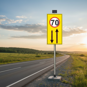 Señal de Tráfico LED con Energía Solar, Velocidad Máxima 70 km/h, Dimensiones de la Vía 100 x 204 cm, Señal de Seguridad de Aluminio con Advertencia - Product Image 3