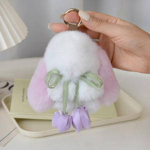 LLavero de piel de conejo Rex Tassel Dolls Cute Bunny Pendant Fluffy - Product Image 1