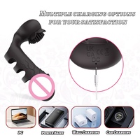 Vibrateur à doigts avec brosse, double moteur, 10 modes, portable, 2 manchons pour doigts, stimulation du point G, en silicone, rechargeable par USB, OEM ODM, logo personnalisé